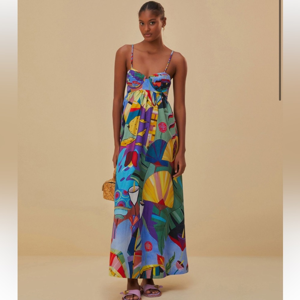 FARM Rio Multicolor Tropical Print Maxi Dress